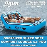 Aqua Ultra Comfort Pool Lounger, Lake Raft, Two 2-Person Lake-Ocean-Pool Float, Heavy Duty, X-Large, Navy/White Stripe