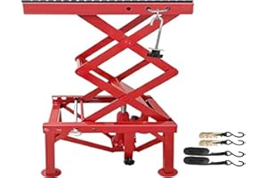 VEVOR Hydraulic Motorcycle Lift Table 300LBS, red Scissor Lift Table with Fastening Straps, Adjustable Motorcycle Lift Stand 