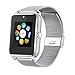 Smart Watch, JIUXI Bluetooth Replaceable Band Sweatproof Smartwatch with Touch Screen / Handsfree Call / Camera /Call reminder for all Android 4.2 and IOS (Silver-steel)