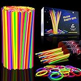 Myamy Glow Sticks in Bulk 300 Count for Party and Halloween Favors - 8'' Glow in The Dark Lights Toys Great to Make Tons of Glow Necklaces and Glow Bracelets (3 Tubes of 100)