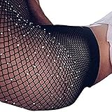 Oksale Womens Net Fishnet Bodystockings Sheer Sparkle Glitter Rhinestone Pantyhose Tights Stockings (Black)