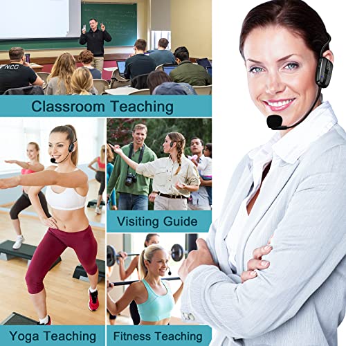 XIAOKOA Wireless Microphone, Amplifier Microphone and Headset 2 in1 Rechargeable 2.4G Wireless Mic Headset with Wireless Receiver for Voice Amplifier, Stage Speaker, Public Speaking and Teaching, USB