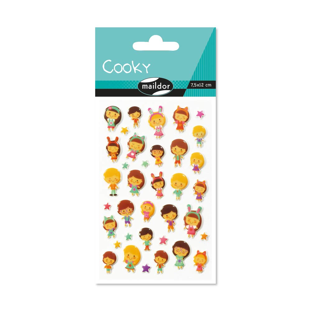 Maildor CY030O - Cooky 3D STICKERS - 1 sheet 12x8 cm - 36 stickers - KAWAII DOLLS THEME - Children's Arts and Crafts Accessories - Creative and Leisure