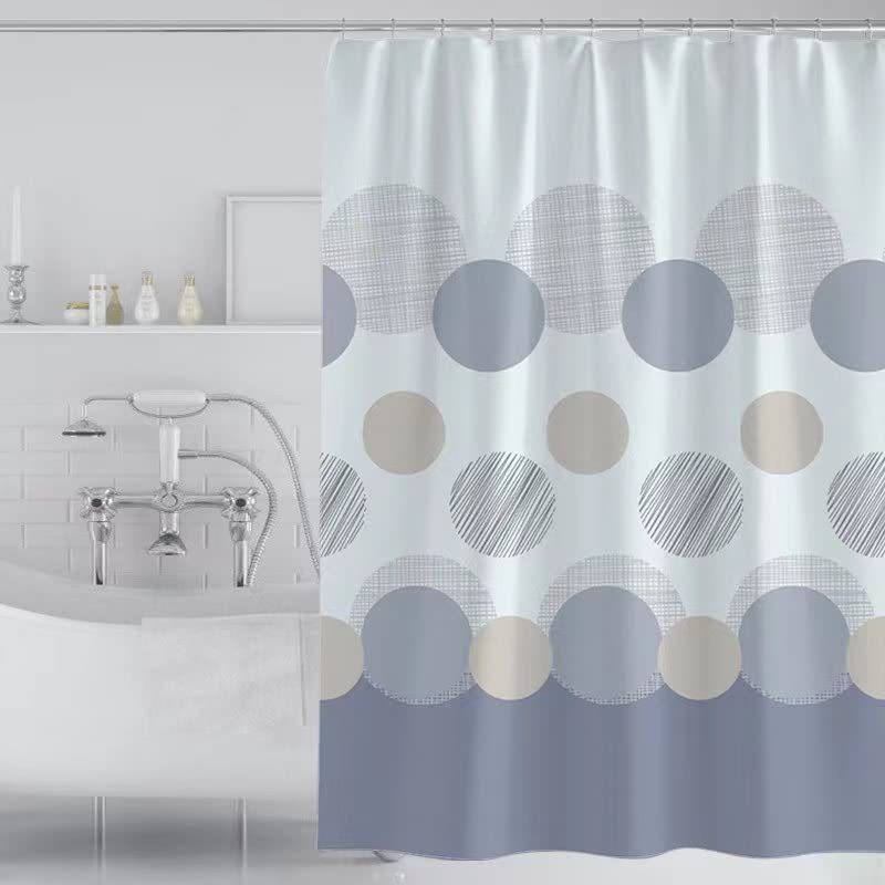 GONOVE Shower Curtain 180 x 200cm Mildew Resistant Waterproof Polyester Fabric Circle Bathroom Shower Curtain Liner Washable Bath Curtain with Hooks, Weighted Hem — image 1
