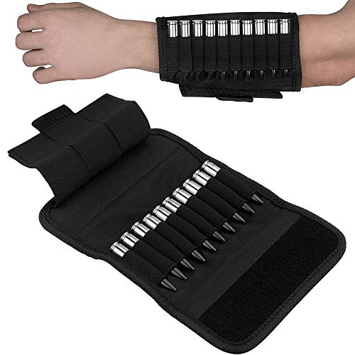 BRONZEDOG Shotgun Ammo Pouch Waterproof Arm Band Case Nylon Hunting Accessories 12 Gauge or .30-30 .308 Caliber (Black 7.62 Cal)