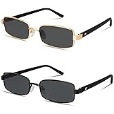 VANLINKER Retro Rectangle Polarized Sunglasses for Women Men Small 90s Vintage Trendy Slim Narrow Rectangular Frame VL9684