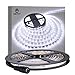 WenTop Waterproof Led Strip Lights SMD 3528 16.4 Ft (5M) 300leds 60leds/m White Flexible Tape Lighting Tape Lights in DC Jack for Boats, Bathroom, Mirror, Ceiling - Not Include Power Supply