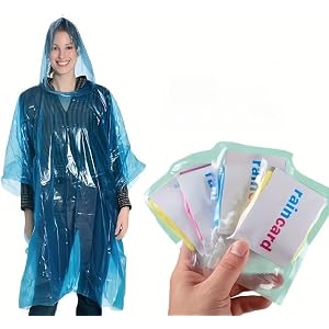 4pcs Portable Emergency Rain Poncho, Uncharged, Mixed Colors, Suitable for Outdoor Activities, Hiking, Fishing, Camping