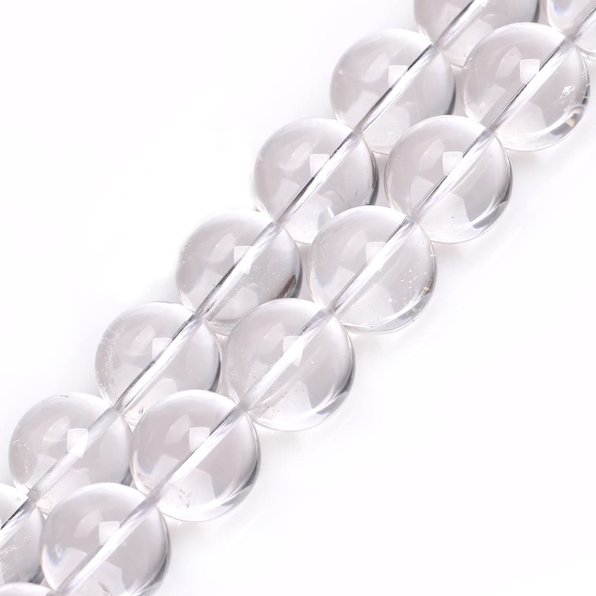 GEM-Inside Natural 18mm White Clear Rock Quartz Crystal Round Gemstone Semi Precious Loose Beads for Jewellery Making 15''