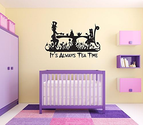 Alice in Wonderland Wall Vinyl Sticker Cheshire Cat Queen of Heart White Rabbit Caterpillar Duchess Decor Fairy Tale Cartoon Character Girl Boy Nursery Kids Room Poster Art SA1592