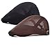 2 Pack Men Breathable mesh Summer hat Newsboy Beret Ivy Cap Cabbie Flat Cap Brown/black
