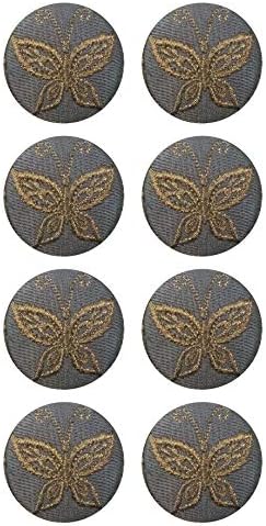 Tripti Products Butterfly Colorful Big Size Buttons for Women Kurtis Clothes Embroidered Buttons for Sewing Grey