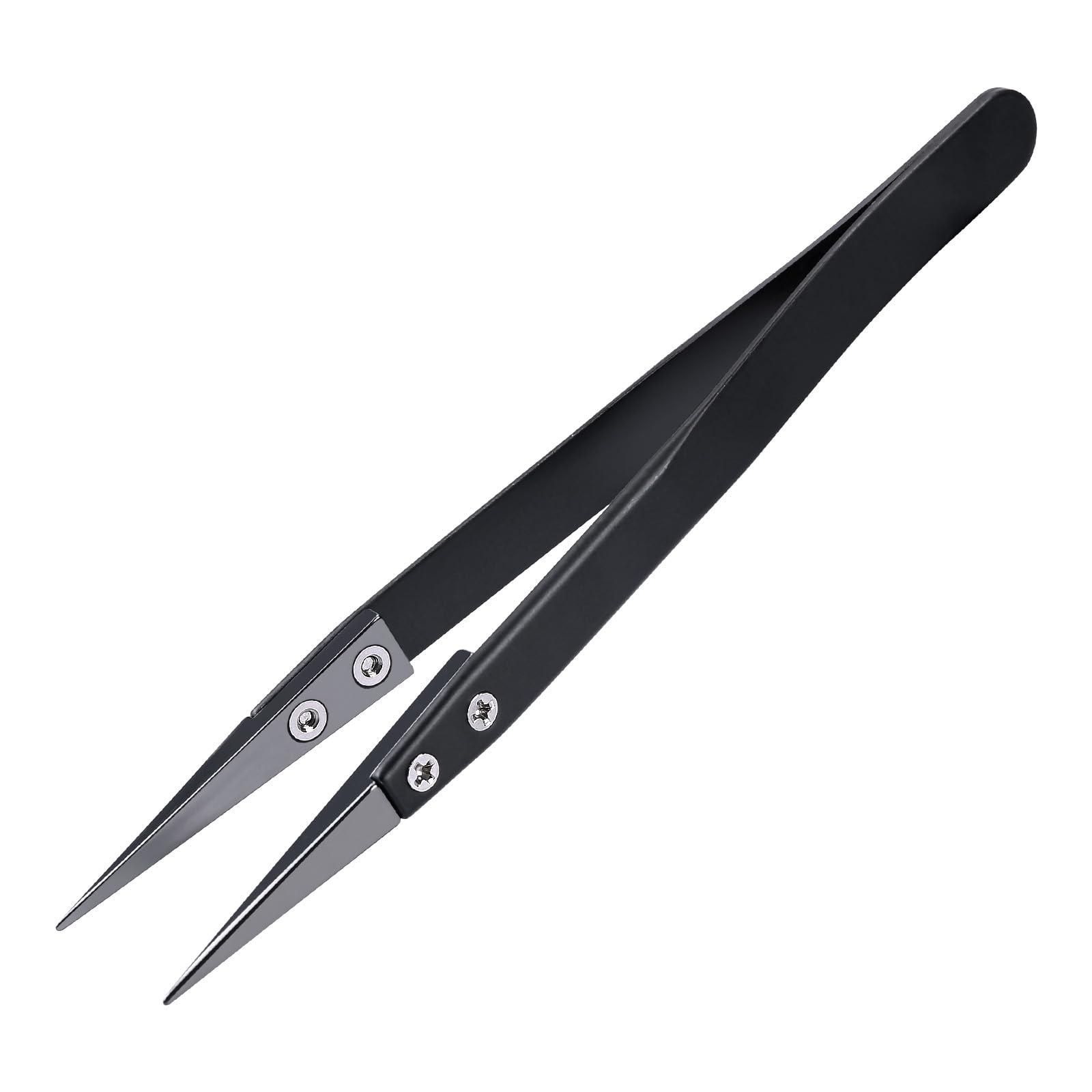 MMOBIEL Ceramic Tips Soldering Tweezers Heat Resistant 1600c / 3000F Non-Conductive for Electronics Repairs, Jewellery, Computers, Laboratory Work etc. - Black — image 1