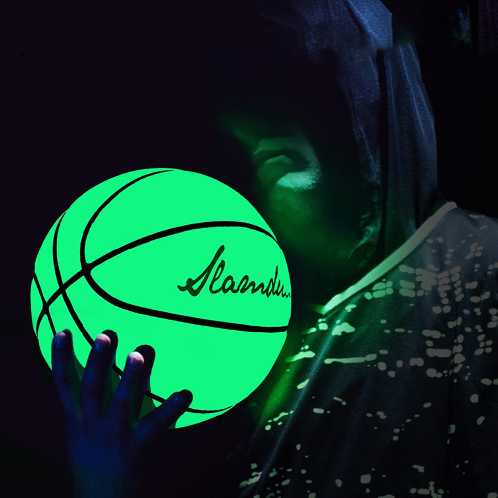 Glow in The Dark Basketball,Size 7 Reflective Basketball with Net Bag and Inflating Needle,Glowing Holographic Basketball, Luminous Basketball Gift for Youth, Adult