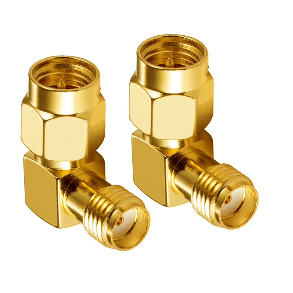 Vecys SMA Male to Female Adapter Angle Right 90° 4G Adapter for RF Coax Cable PCI Card 2G 3G 4G Wifi Antenne Router Wireless WLAN Network (2 pcs)