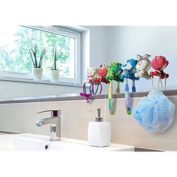 BOLICA Toothbrush Holder,Cute Cartoon Animal Toothbrush Holder With Suction Cup,Kids Toothbrush Holder,Suction Cup Hook 6 Pcs