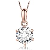 JewelryPalace Round 1ct 2ct 3ct Cubic Zirconia Solitaire Pendant Necklace for Women, 925 Sterling Silver 14k White Gold Plated Necklaces for Her, Classic Simulated Diamond Jewelry Set, 18 Inches chain