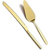 Berglander Gold Cake Pie Pastry Servers,Stainless Steel Serving Set,Cake Knife and Server Set Perfect For Wedding, Birthday, Parties and Events