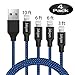 Jakpas Phone Cable, 4Pack 3FT 6FT 6FT 10FT Phone Charger to USB Syncing Charging Cable Data Nylon Braided Cord Compatible for Phone Xs/XS Max/XR/X/8/8 Plus/7/7Plus/6/6Plus/6s/6sPlus More (Black&Blue)