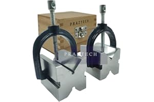 PRAZTECH® Precision Engineers VEE Blocks CLAMP Set - V Block Matched Pair, 40mm x 32mm x 32mm, Clamping capacity: 1" (25mm) in Wooden Box