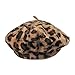 szzoqdz Women French Style Vintage Leopard Print Wool Soft Winter Warm Beret Beanie Hat (Khaki)