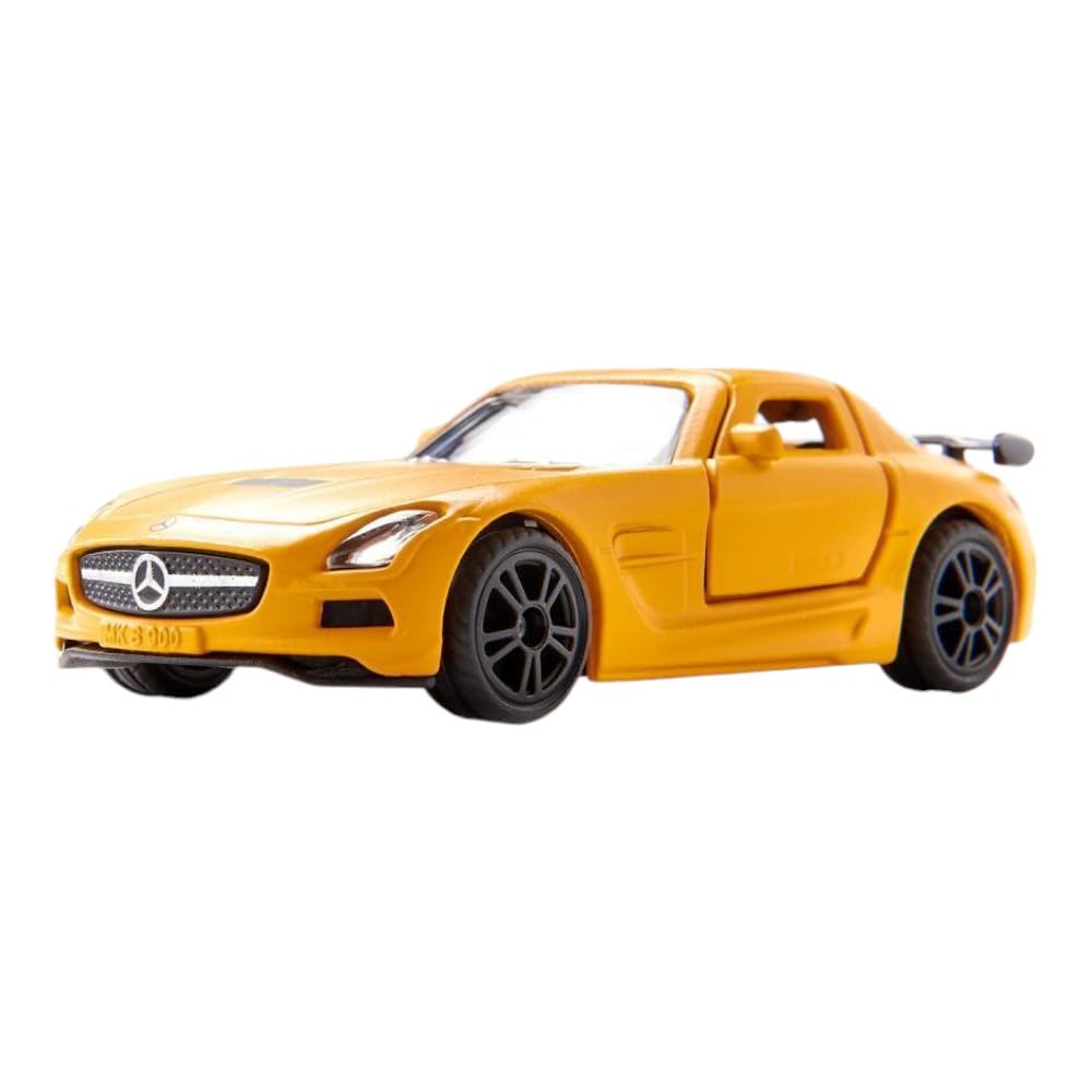 siku 1542, Mercedes-Benz SLS AMG Black Series sports car, Metal,Plastic, Orange, Opening gull-wing doors, Rubberised tyres