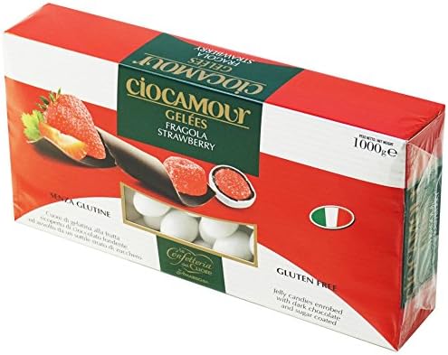 Amarischia: "Ciocamour Gelées" Gluten Free Jelly Candies Dragees, Strawberry Flavour 35.27 Ounces (1000g) Package [ Italian Import ]