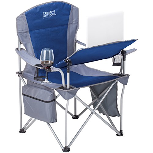Creative Outdoor Distributor 810396-Blue/Grey Tilt Table with Wine Holder, Blue/Grey