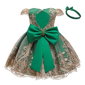 HOIZOSG Baby Meisjes Doop Jurk Kids Verjaardag Bruiloft Prom Geborduurde Kant Doop Strik Tutu Jurk w/Hoofddeksels