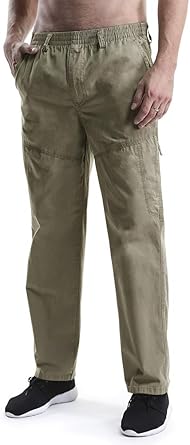 big men's elastic waist pants with belt loops