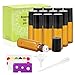 Mavogel 12 Pack 5ml Amber Glass Roller Bottles With Stainless Steel Roller Ball - Include 36 Peices Labels, Essential Oils Opener, 1ml Pipettes, Funnel