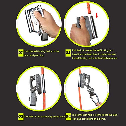 BleuMoo Alloy Steel Climbing Abseiling Safety Shutdown Anti-Fall Anti-Fall Belay Device Self-Locking Device (Push-Type Hanging Point)