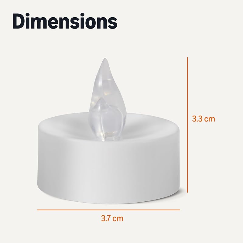 LED Flameless Tea Lights Battery Operated Candles with Batteries Included, Pack of 24, 3.7 cm (L) x 3.7 cm (B) x 3.3 cm (H), White — photo 5 sur 5