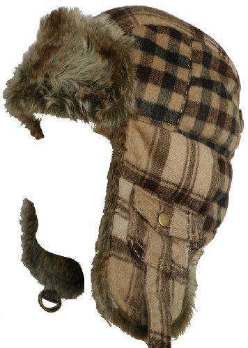 Christys Crown "Larmoos" Plaid Wool Trooper Snowboard Hat Aviator