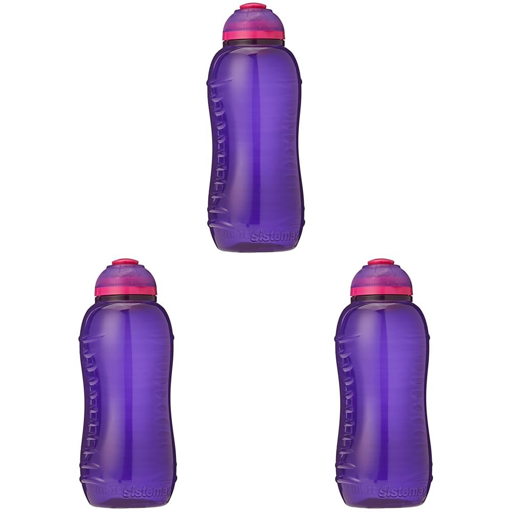 Sistema Twist 'n' Sip Squeeze Kids Water Bottle For School | Leakproof Plastic Water Bottle | 330 ml | BPA-Free | Assorted Colours (Pack of 3)