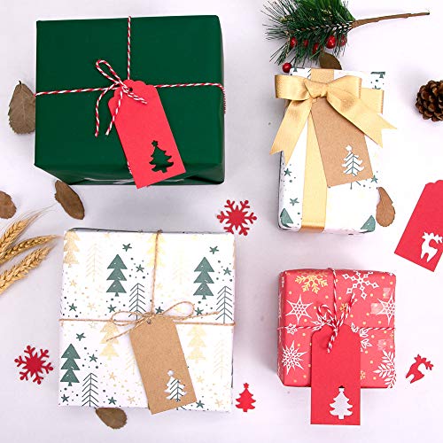 Tags Kraft Paper Brown Red Christmas Gift Tags with Holes Small Xmas Gift Tags with Twine Vintage Gift Labels Tags Bulk 100pcs