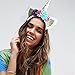 Zeroyoyo Glitter Hair Hoop Gold Unicorn Horn Ears Flower Headband Halloween Cosplay Costume Makeup Birthday Party Headdress