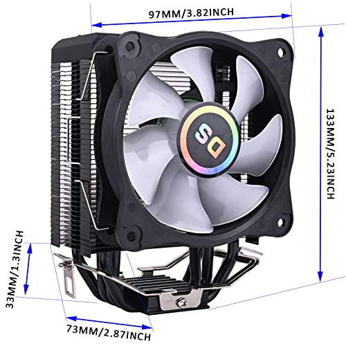 DS 2200RPM PWM CPU Cooling Fans with Black Aluminum CPU Cooler for Mid Full Tower Case, Compatible with Intel LGA 1200 115X 1366, Support ASUS Aura, Mystic Light Control (ARGB Fans, C Series)