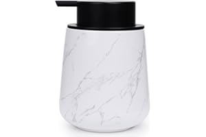 Bosilunlife Hand Soap Dispenser - Marble Lotion Dispenser 12Oz Ceramic Soap Dispenser Bathroom Refillable Liquid Hand Soap Dispenser for Bathroom Kitchen Dish Soap Dispenser with Easy-to-Press Pump