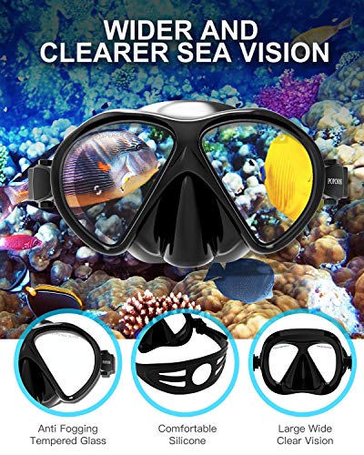 POPCHOSE Snorkel Mask Set Gear, Silicone Snorkeling Set for Adults and Youth, Foldable Snorkel Anti-Fog Anti-Leak… - Image 3