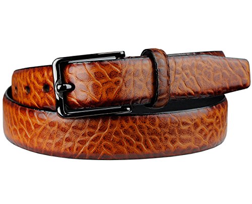 Eurosport Men's Tawny Faux Leather Cut-To-Fit Belt with Dark Metal Square Buckle, Tan, XLarge