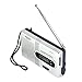 STree Mini Portable Pocket AM FM Radio Built-in Speaker with Telescopic Antenna, Silver