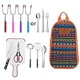 10-Piece Camping Kitchen Utensils Set| CHANODUG Camping Cookware Utensils For Travel Kitchen,Camping Kitchen Set with Hot dog marshmellow forks