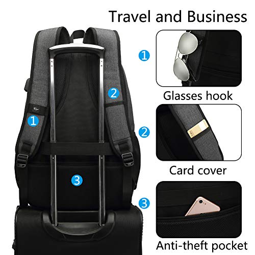 Laptop Backpack AUGUR 15.6 inch Business Travel Backpacks Water Resistant College Back Pack (Black）