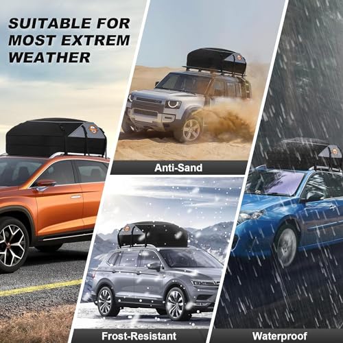 Sailnovo Foldable Car Roof Box Cubes Waterproof Storage Box Roof Bag Luggage Travel Storage Bag (6 Door Hooks, 20 CU.ft.)