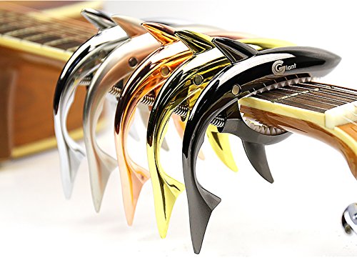 ZEALUX Shark Guitar Capo for Guitars, Ukulele, Banjo, Mandolin, Bass - Made of Ultra Lightweight Aluminum Metal for 4 & 6 & 12 String Instruments - Premium Accessories (Black)