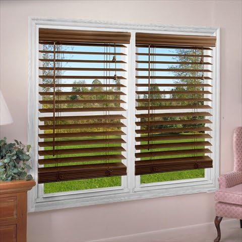 DEZ Furnishing QADO294540 2 in. Faux Wood Blind44; Dark Oak - 29.5 W x 54 L in.