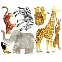 Wallies Vinyl Wall Decals, Peel and Stick Wild Safari Animal Wall Stickers, 7 Pc