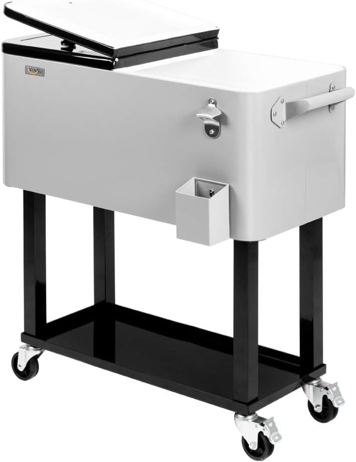 VINGLI 80 Quart Rolling Cart on Wheels, Portable Bar Drink