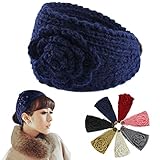 Voberry® Women Crochet Headband Knit Hairband Flower Winter Ear Warmer Headwrap (DarkBlue)